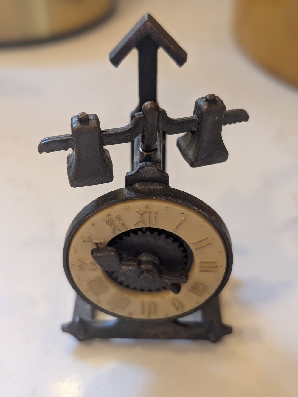Steampunk Industrial Cast Iron Miniature Balance Scale Desk Decor Roman Numeral